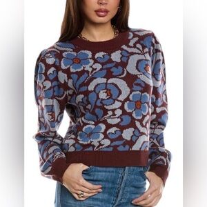 Driftwood Felicia Floral Jacquard Sweater in Brown